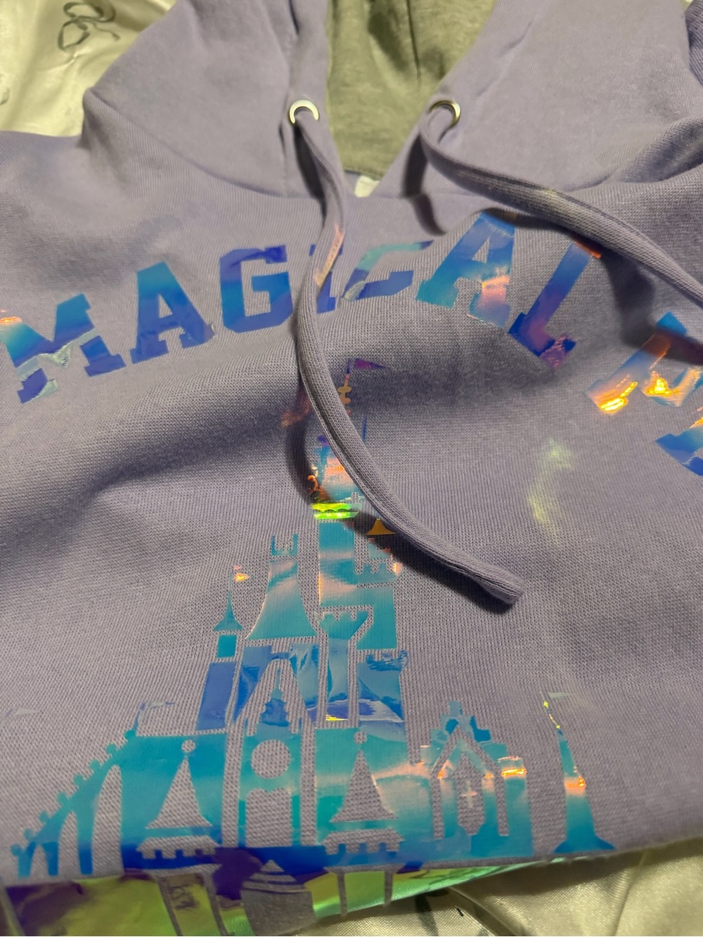 Disney Lavender Pullover Hoodie with Iridescent Castle Graphic - Picture 3 of 4